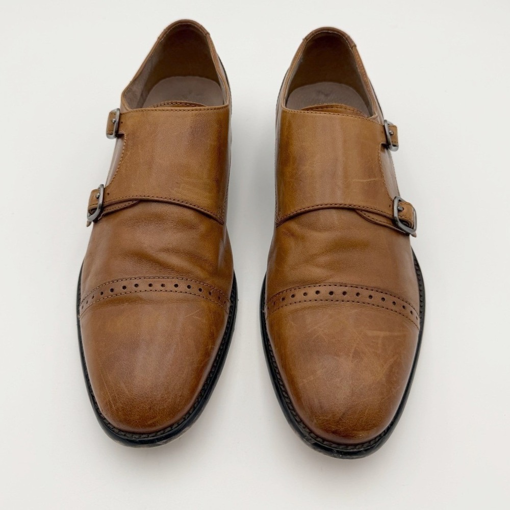 Banana Republic Mens Brown Cap Toe Double Monk-Strap Leather Dress Shoes Size 9M - Picture 2 of 8
